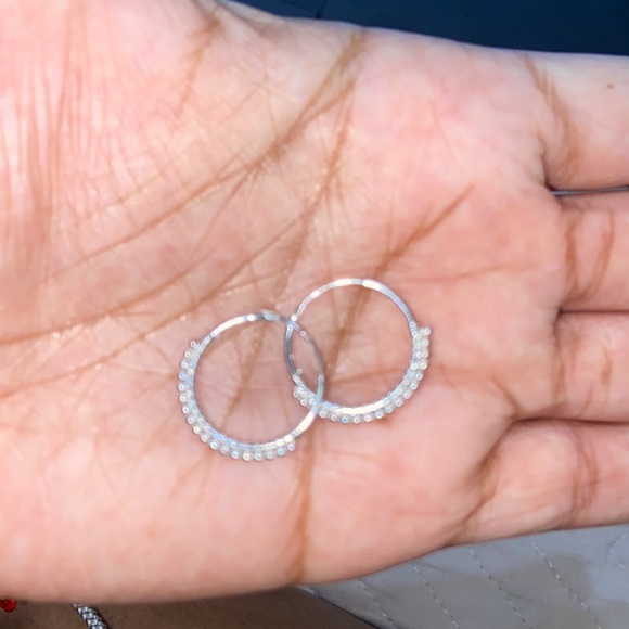 925 Sterling Silver Ball Hoop Earrings - Picture 2 of 2